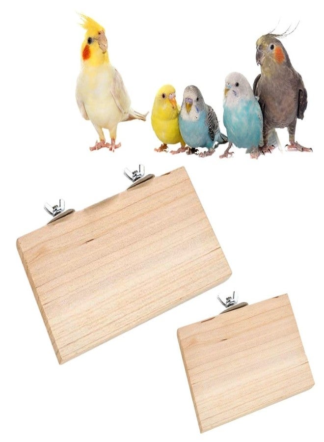 سايج سكوير منصة خشبية مربعة الشكل من خشب طبيعي، طقم من قطعتين (6 × 4.5 و 9 × 4.5 بوصة)، حامل مستطيل الشكل، ملحقات قفص، صالة ألعاب، لعبة مسلية، مناسبة للطيور والببغاوات والبادجي. - Image 1